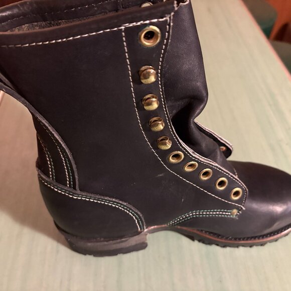 NEW Vtg Georgia Steel Toe Logger Black Biker Punk Boots Mens 7 E Womens 8.5 / 9 - Picture 8 of 11